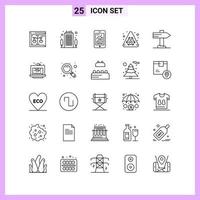 25 Icons in Line Style Outline Symbols on White Background Creative Vector Signs for Web mobile and Print Creative Black Icon vector background