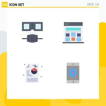 4 iconos creativos signos y símbolos modernos de gafas interfaz de aplicación aplicación móvil creativa elementos de diseño vectorial editables vector