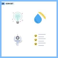 Pack of 4 creative Flat Icons of bulb industry bleeding injury production Editable Vector Design Elements