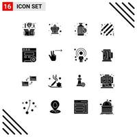 Set of 16 Modern UI Icons Symbols Signs for bookmark party day night rx Editable Vector Design Elements