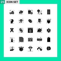 25 Thematic Vector Solid Glyphs and Editable Symbols of media add internet process business Editable Vector Design Elements