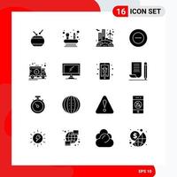 User Interface Pack of 16 Basic Solid Glyphs of truck time renewable delivery add Editable Vector Design Elements