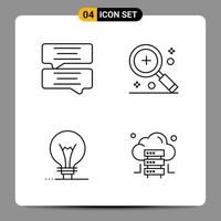 4 Black Icon Pack Outline Symbols Signs for Responsive designs on white background 4 Icons Set Creative Black Icon vector background