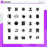 25 Thematic Vector Solid Glyphs and Editable Symbols of worker line worker development talent personal Editable Vector Design Elements