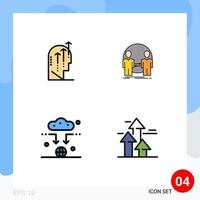 Mobile Interface Filledline Flat Color Set of 4 Pictograms of emotional duplicate intelligence clone connect Editable Vector Design Elements