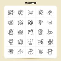 OutLine 25 Taxi Service Icon set Vector Line Style Design Black Icons Set Linear pictogram pack Web and Mobile Business ideas design Vector Illustration