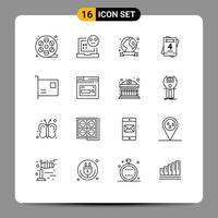 Universal Icon Symbols Group of 16 Modern Outlines of computers wedding error love environment Editable Vector Design Elements