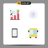 Flat Icon Pack of 4 Universal Symbols of research smart phone growth basic android Editable Vector Design Elements