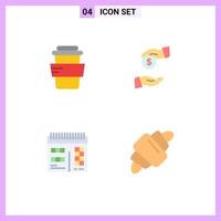 Group of 4 Flat Icons Signs and Symbols for glass design bribe corrupt drink Editable Vector Design Elements