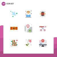 9 Flat Color concept for Websites Mobile and Apps security tie eye hipster bow Editable Vector Design Elements