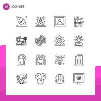 Editable Vector Line Pack of 16 Simple Outlines of website online man forum play Editable Vector Design Elements