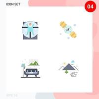 Mobile Interface Flat Icon Set of 4 Pictograms of virtruvian living scane fathers day image Editable Vector Design Elements