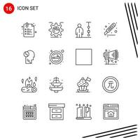 Collection of 16 Vector Icons in Line style Pixle Perfect Outline Symbols for Web and Mobile Line Icon Signs on White Background 16 Icons Creative Black Icon vector background