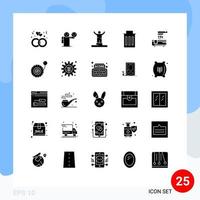 conjunto de 25 iconos modernos de la interfaz de usuario símbolos signos para la interfaz de logro de la basura del baño elementos de diseño vectorial editables exitosos vector