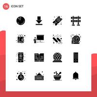 Editable Vector Line Pack of 16 Simple Solid Glyphs of graph shop tickets online construction Editable Vector Design Elements