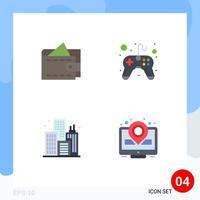 Pictogram Set of 4 Simple Flat Icons of cash building control video game marketing Editable Vector Design Elements