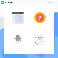 Set of 4 Modern UI Icons Symbols Signs for code support page ask multimedia Editable Vector Design Elements