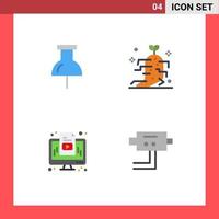Modern Set of 4 Flat Icons and symbols such as location media drug therapy cam Editable Vector Design Elements