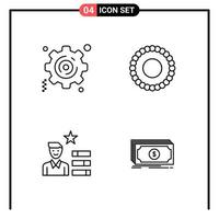 Set of 4 Line Style Icons for web and mobile Outline Symbols for print Line Icon Signs Isolated on White Background 4 Icon Set Creative Black Icon vector background