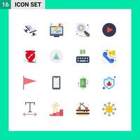 16 Universal Flat Color Signs Symbols of protect verify research trust arrow Editable Pack of Creative Vector Design Elements