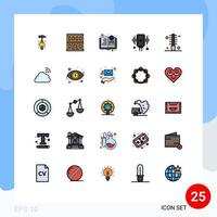 25 Thematic Vector Filled line Flat Colors and Editable Symbols of beauty audio book mic microphone Editable Vector Design Elements