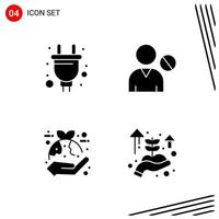 Collection of 4 Vector Icons in solid style Pixle Perfect Glyph Symbols for Web and Mobile Solid Icon Signs on White Background 4 Icons Creative Black Icon vector background