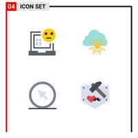 Mobile Interface Flat Icon Set of 4 Pictograms of bad click development nature mouse Editable Vector Design Elements