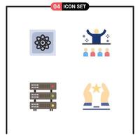 Group of 4 Modern Flat Icons Set for computation presentation data conference rack Editable Vector Design Elements