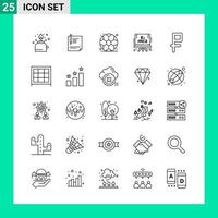 Pack of 25 Line Style Icon Set Outline Symbols for print Creative Signs Isolated on White Background 25 Icon Set Creative Black Icon vector background