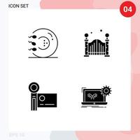 Group of 4 Solid Glyphs Signs and Symbols for sperm digital camera health life recording Editable Vector Design Elements