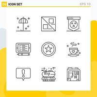 Collection of 9 Universal Line Icons Icon Set for Web and Mobile Creative Black Icon vector background