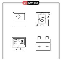 Set of 4 Line Style Icons for web and mobile Outline Symbols for print Line Icon Signs Isolated on White Background 4 Icon Set Creative Black Icon vector background