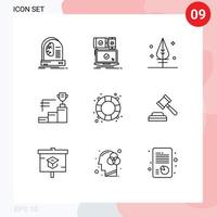 Outline Pack of 9 Universal Symbols of rescue trophy responsive prize giving Editable Vector Design Elements