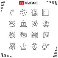 16 iconos estilo de línea basados en cuadrícula símbolos de esquema creativos para el diseño de sitios web signos de icono de línea simple aislados en fondo blanco 16 conjunto de iconos fondo de vector de icono negro creativo