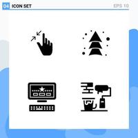 Modern 4 solid style icons Glyph Symbols for general use Creative Solid Icon Sign Isolated on White Background 4 Icons Pack Creative Black Icon vector background