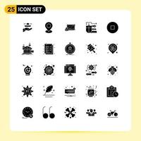 Pack of 25 creative Solid Glyphs of pencil drawing pin mouse lock Editable Vector Design Elements