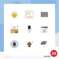 9 iconos creativos signos y símbolos modernos de archivos de oficina ethernet compras comerciales elementos de diseño vectorial editables vector