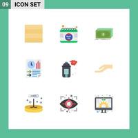 Set of 9 Modern UI Icons Symbols Signs for art report finance paper data Editable Vector Design Elements