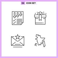 4 Icons in Line Style Outline Symbols on White Background Creative Vector Signs for Web mobile and Print Creative Black Icon vector background