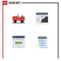 Set of 4 Modern UI Icons Symbols Signs for military page browser photo website Editable Vector Design Elements