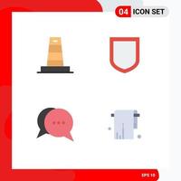 Editable Vector Line Pack of 4 Simple Flat Icons of business messages under shield bathroom Editable Vector Design Elements