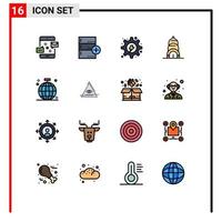 Set of 16 Modern UI Icons Symbols Signs for usa chrysler data gear hydro Editable Creative Vector Design Elements