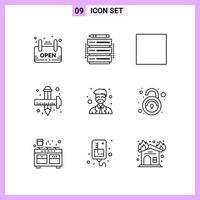 9 iconos en estilo de línea símbolos de contorno sobre fondo blanco signos de vector creativo para web móvil e imprimir fondo de vector de icono negro creativo