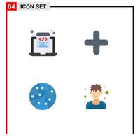 paquete de iconos vectoriales de 4 líneas y símbolos para codificar programación global nueva red elementos de diseño vectorial editables vector