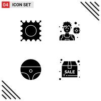 Set of 4 Modern UI Icons Symbols Signs for drug box player steering discount Editable Vector Design Elements