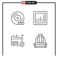 Set of 4 Line Style Icons for web and mobile Outline Symbols for print Line Icon Signs Isolated on White Background 4 Icon Set Creative Black Icon vector background