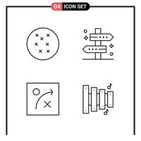 Set of 4 Line Style Icons for web and mobile Outline Symbols for print Line Icon Signs Isolated on White Background 4 Icon Set Creative Black Icon vector background