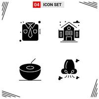 4 Icons Solid Style Grid Based Creative Glyph Symbols for Website Design Simple Solid Icon Signs Isolated on White Background 4 Icon Set Creative Black Icon vector background