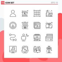 Collection of 16 Vector Icons in Line style Modern Outline Symbols for Web and Mobile Line Icon Sign Isolated on White Background 16 Icons Creative Black Icon vector background