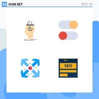 conjunto de 4 iconos modernos de la interfaz de usuario signos de símbolos para la configuración del algoritmo diseño del proceso ampliar los elementos de diseño vectorial editables vector